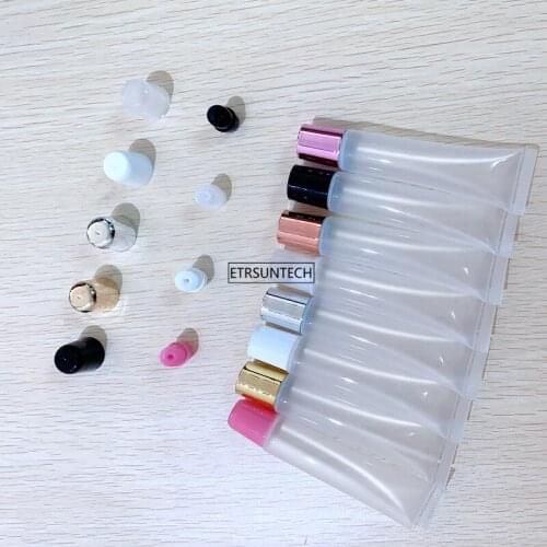 10pcs 10ml 15ml 20ml Empty Lipstick Tube,Lip Balm Soft Hose,Makeup Squeeze Sub-bottling,Clear Plastic Lip Gloss Container F606