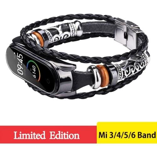 Wrist Strap for Mi Band 5 vintage Leather Band Bracelet for Xiaomi Mi Band 3 4 5 6 Wristband Accessories for MiBand 6 Bracelet