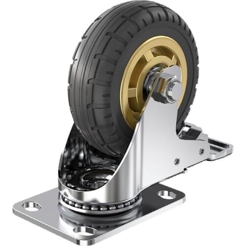 Castor 5 inch stainless steel plate M12*30 the rubber caster wheels 125mm