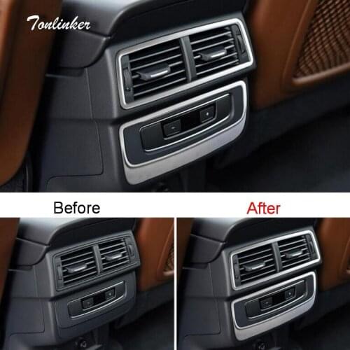 Tonlinker Cover case Sticker for AUDI Q7 2016-18 Car Styling 2 PCS ABS Matte Rear Air conditioning Position Cover Case Stickers