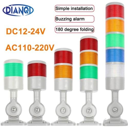 Rotatable 180 Stack light Red Orange amber Green warning light industrial for CNC machine DC 24V 12V Steady flashing light LED