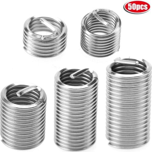 50Pcs M10*1.5*2D Thread Repair Insert Stainless Steel Coiled Wire Screw Sleeve Helical Threaded Insert For Avoid Threads Damage