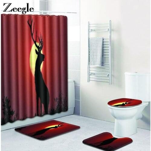 Zeegle Bath Mat Set Anti Slip Bathroom Doormat Shower Mat Absorbent Toilet Seat Cover Mat Polyester Soft Toilet Pedestal Rug Set