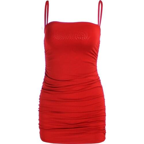 2020 Pop up European and American spring and summer sexy suspender pleated Hip Wrap nightclub dress