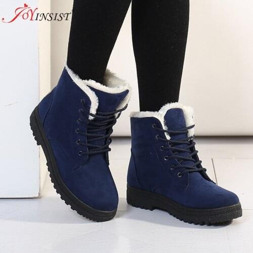 Snow Boots 2021 Heels Suede Women Winter Boots Warm Fur Plush Insole Ankle Boot Women Shoes Lace-up Shoes Flat