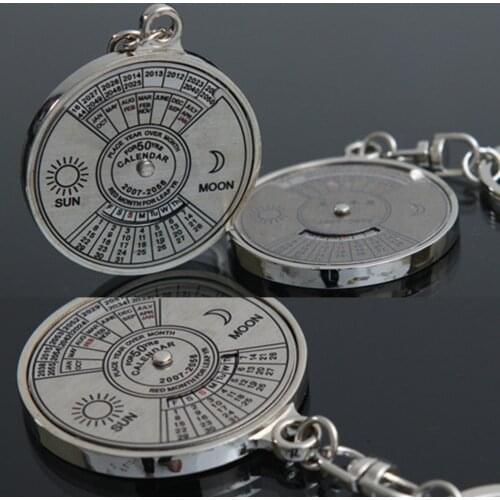 New 1Pcs 50 Year Calendar Key Chain Mini Metal Ring Compass Keyring Keyfob Hiking Camping Outdoor Sports Survival Tools Hot