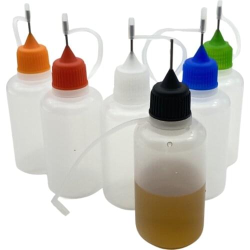 2pcs Empty 30ml PE Soft Plastic Dropper Bottle With Metal Needle Colorful Cap E liquid Bottle Free Shipping