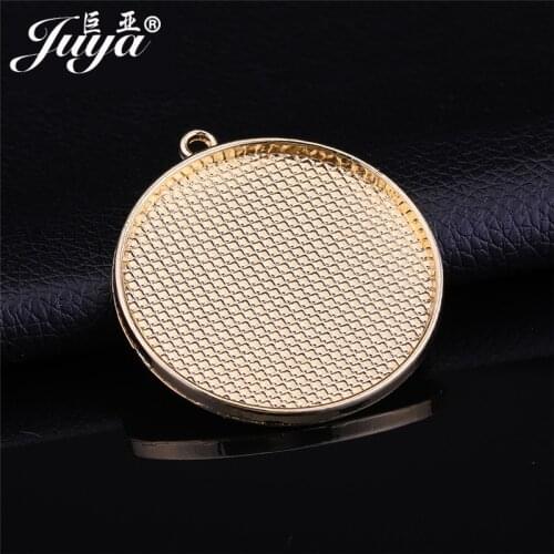 20PCS Cabochon Pendant Base Settings Rose Gold 40mm Blank Tray For DIY Jewelry Making Accessories Necklace Keychain Components