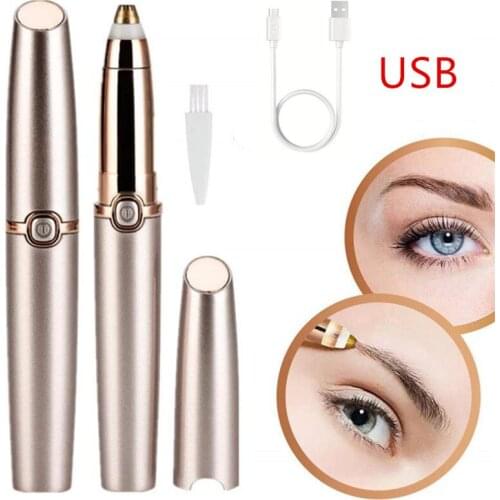 2019 USB Rechargable Protable Mini Electric Eyebrow Trimmer Lip Face Facial Hair Razor Epilator Pen Hair Remover Eyebrow Shaver