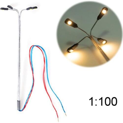 2020 New 1:87/1:100 Scale Model 4 LED Luminous Street Lamp Lamppost DIY Landscape Light