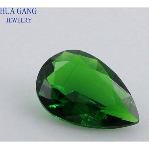 2x3~15x20mm Green Color Pear Shape Loose Glass Beads Synthetic Gems For Jewelry Wholesale Free Shipping