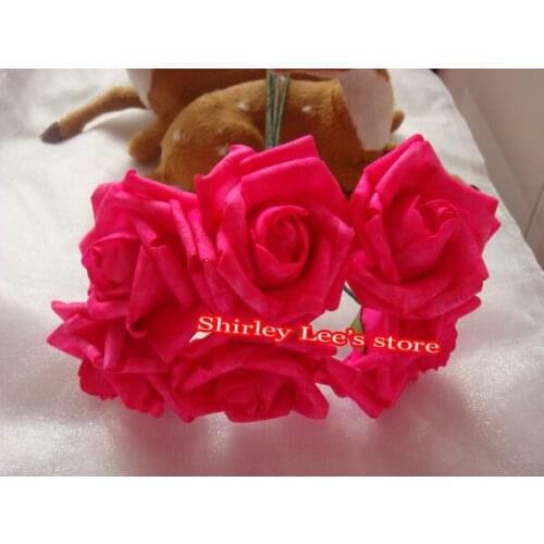 432pcs=72 bouquets)( 7-8cm ) Artificial Foam Flowers Bouquet in Hot Pink For Bridal ,Floral arrangements * FREE SHIPPING