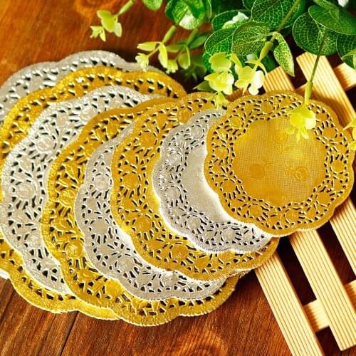 50/100/200pcs Round Paper Doilies Golden Silver Lace Doily Party Decorative Tableware Placemats Paper Mats Table Decoration