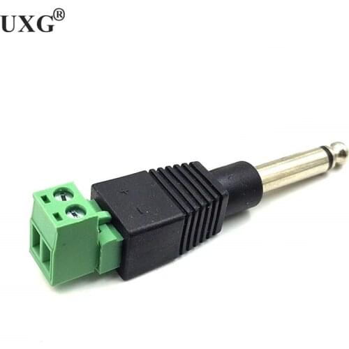 6.35mm 6.5mm Stereo Audio Mono Male to 90 Degree 2 Pin Screw Terminal Female Microphone Balun Solderless Converter Adapter