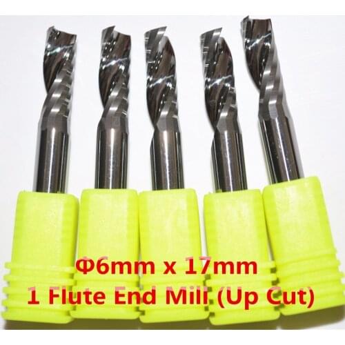 6mm*17mm-10PCS,CNC Solid carbide woodworking router bit,Tungsten steel 1 Flute up cut end mill,MDF,PVC,Acrylic,milling cutter