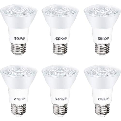 6pcs PAR20 LED Light Bulb, 7W Dimmable Flood Bulbs (50W Equivalent), CRI80+, 500 Lumens, E26 Base, 25,000 HRS, Indoor LED Lamp