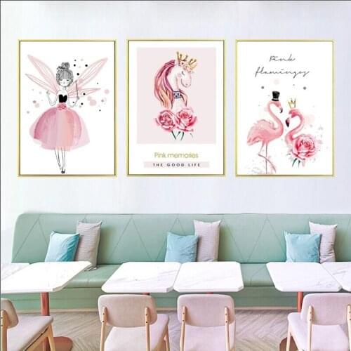 Diamond painting pink cartoon decorative picture wall art rhinestone embroidery mosaic picture kindergarten decorative painting