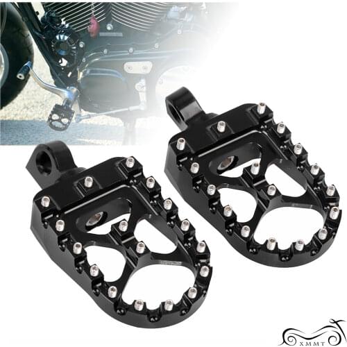 Black Motorbike MX Style Wide Foot Peg Footrest For Harley Dyna Sportster Iron 883 Fatboy Bobber