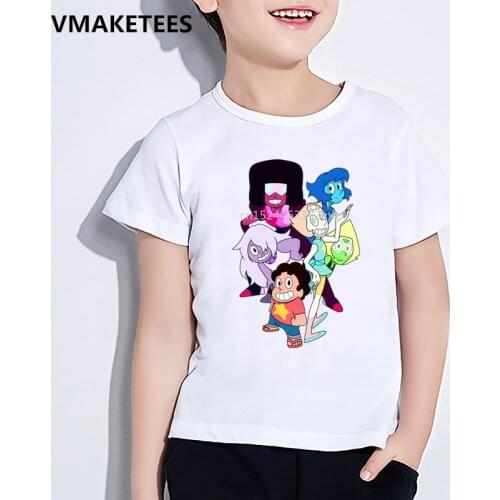 Kids Summer Girls&Boys Short Sleeve T shirt Children Cartoon Steven Universe Character Print T-shirt Funny Baby Clothes