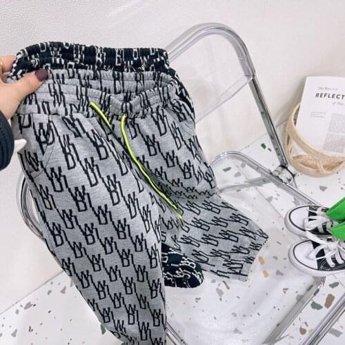 Childrens Trousers 2021 Spring New Baby Boys Casual Korean Style Pants Fashion Print Elastic Waist Loose Pants for Boys 3-8 Y
