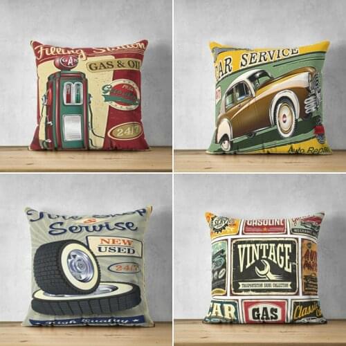 Vintage Themed Decorative 4-Piece Double Sided Stylish Cushion
