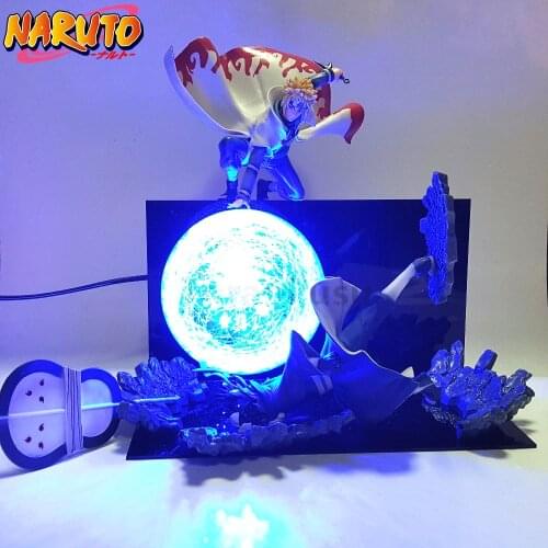 Naruto Action Figure Minato VS Obito Rasengan Led Light Scene Toy Anime Naruto Shippuden Figurine Uchiha Obito Model Toys Gift