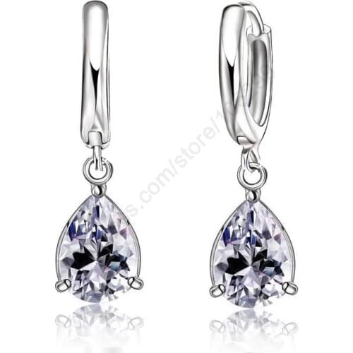 Hot Sell Wholesale Trendy Twinkling CZ 925 Sterling Silver Color Hoop Earrings For Women