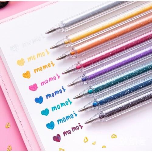 Brush Pen Set Glitter Flash Marker Drawing Scrapbook Album DIY art supplies Stationery School markers highlighters manga colores