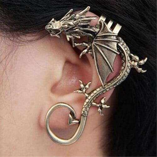 1Pc Stylish Retro Punk Outdoor Ear Wrap Alloy Temptation Ear Cuff Exaggerated Dragon Ear Clip Outdoor Party Daily Wear Gifts