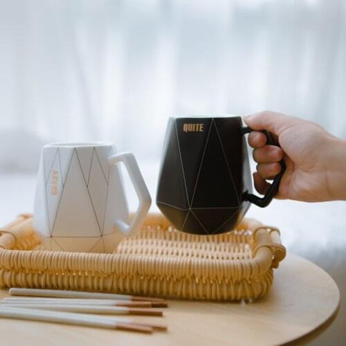 450ml Creative ceramic Mug Black and White Polygon Geometric tea cup Office Coffee Milk Mug Cup for Friend Family gift