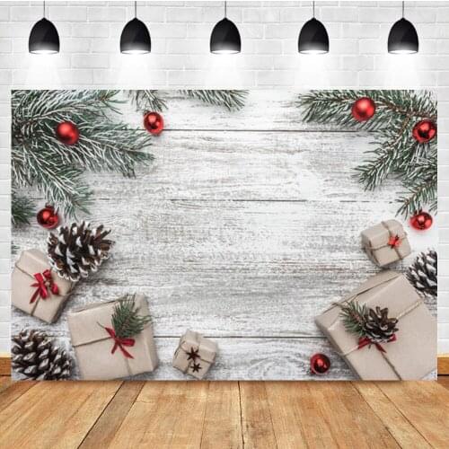 Laeacco Christmas Tree Gift Wood Board Newborn Birthday Portrait Photo Photography Backdrop Photo Background For Photo Studio