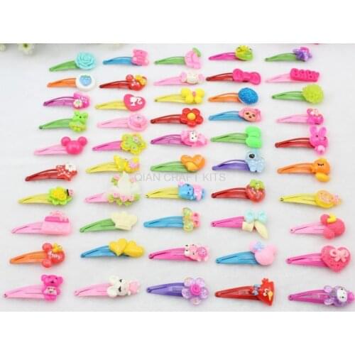 Set of 50pcs adorable handmade Sweet Kawaii resin Gift snap hair Clips Mixed pattern w/free gift box customize-CP0025a