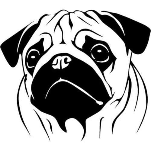 Animal Pug Dog Pet Car Decals Exquisite Car Window Decoration Personality Pvc Waterproof Decals Black/white, 16cm*14cm
