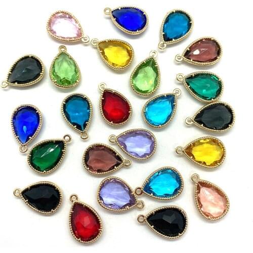 Natural Stone Crystal Pendant Womens Necklace Earrings Bracelet DIY Jewelry Making Colorful Drop-shaped Accessories 10 Pcs