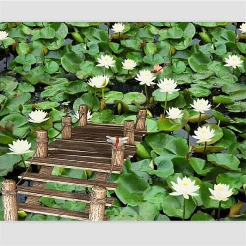 BEIBEHANG Wallpaper custom living room floor modern lotus pond water lily 3D painting thick wear-resistant bathroom floor