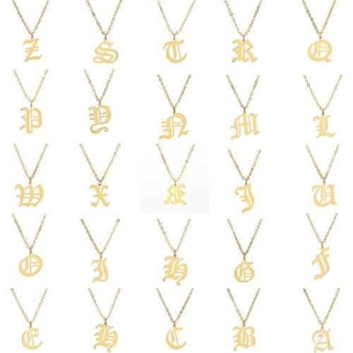 Necklace for women statement necklace 26 letters pendant stainless steel necklace fashion jewelry on neck simple gifts for woman