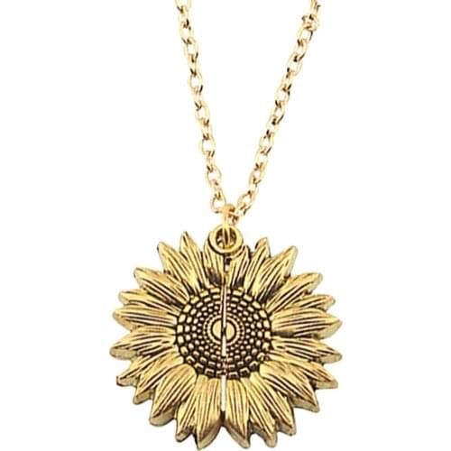 Sunflower Double Lettering Necklace Sun Flower Opening Necklace Alloy Flower Clavicle Chain Women Jewelry