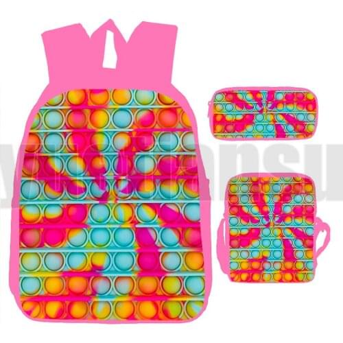 Back To School Pop Fidget Bag 3D Funny Family Game Pink POP It Backpacks Rainbow Push Bubble Laptop Bookbag Canvas Backpack