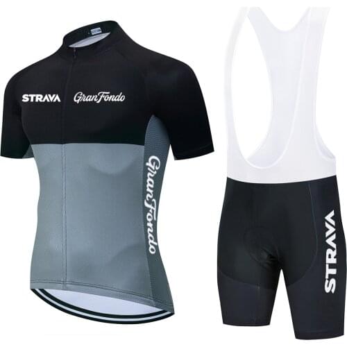 Gray 2021 Team Summer Strava Cycling Jersey Sets Short Sleeve Maillot Ropa Ciclismo Quick Dry Bike Clothing MTB Cycle Clothes