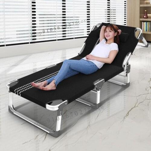 Aluminum Alloy Folding Bed Single Office Multi-functional Dual-purpose Siesta Reclining Chair Portable Hospital Escort Lunch Bed