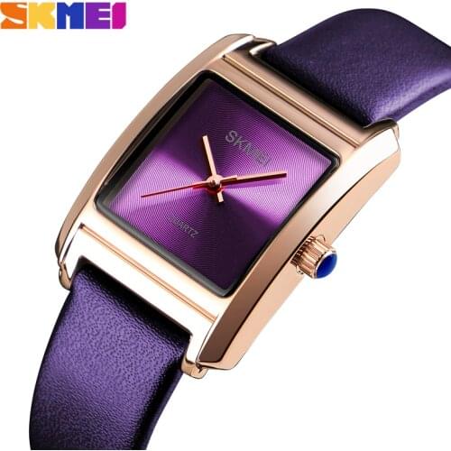 SKMEI Womens Watches Top Brand Luxury Genuine Leather Ladies Watch Quartz Fashion Wrist Watch reloj mujer montre femme 1432