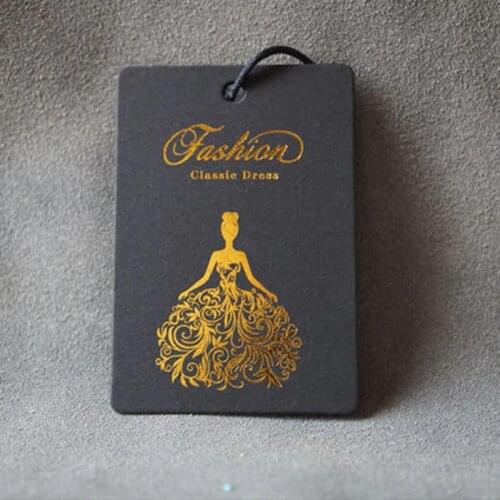Fashion customize Black nature paper card with gold foil stamp emboss/deboss logo label