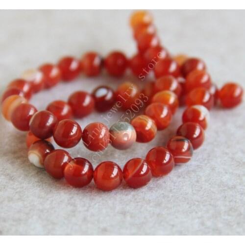 T8709 New 8mm red stripe carnelian beads chalcedony round beads,Fit making bracelet&necklace DIY jewelry design wholesale