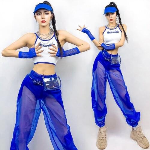 Gogo Dance Clothing Suit Vest Mesh Pants Rave Clothes Pole Dancing Costume Nightclub Bar Dancer Wear Summer Jazz Dancewear 1911