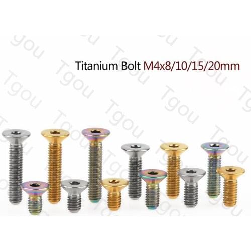 Tgou Titanium M4x8/10/15/20mm Countersunk Hexagon Socket Head Screw for Bicycle