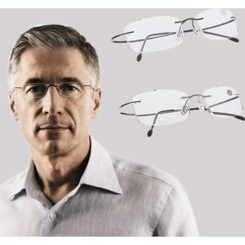 Ultralight Titanium Rimless Rectangular Glasses Spectacles Eyeglass Eyewear