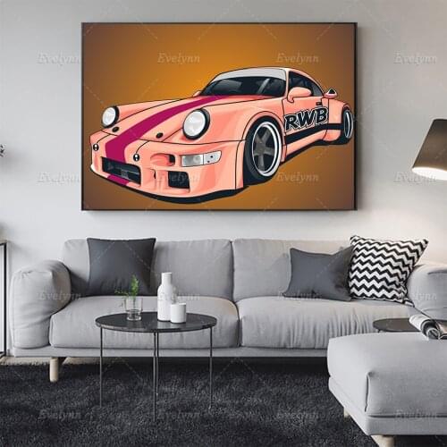Vintage RWB Super Car Poster Abstract orange Cool Car Wall Art Hd Print Modular Pictures Living Room Home Decor Canvas Painting