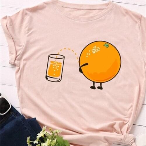 A mandarin orange pee graphic funny women fashion pure Polyester aesthetic cute kawaii t shirt girl tees tops TX5448