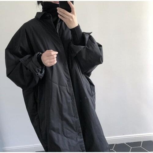 Oversized Cotton-Padded Jacket Women Winter Minimalist Loose Outerwear Shirt Style Long Coats Female Casual Warm Padded Parka