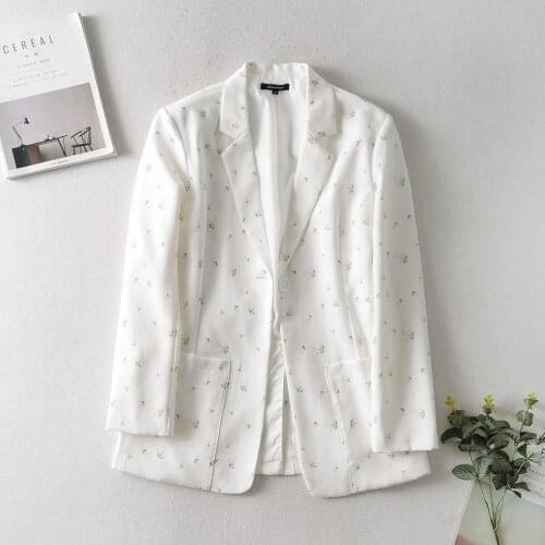 2020 Women Blazers Casual Lady Coat Autumn Office White Stylish Loose Tops Single Button Female Suit Long Sleeve Workwear Suits